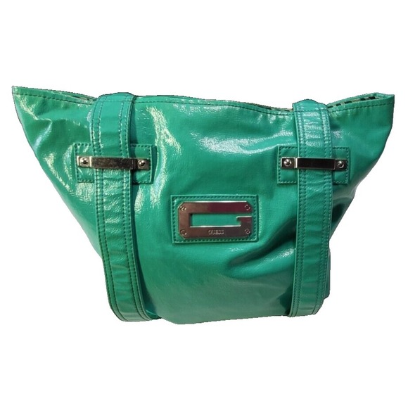Guess Handbags - Vintage Guess Teal Shoulder Bag Silver Buckle Y2K Style Zebra Lining